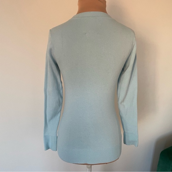 Elegant Sky Blue Crew Neck Sweater - Picture 3 of 8